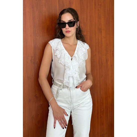 IP BAGLAMA DETAYLI FIRFIRLI BLUZ 190935
