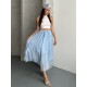 ADJUSTABLE ELASTIC WAIST LINED TENCEL SKIRT 190944