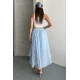 ADJUSTABLE ELASTIC WAIST LINED TENCEL SKIRT 190944