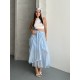 ADJUSTABLE ELASTIC WAIST LINED TENCEL SKIRT 190944