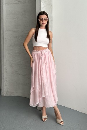 ADJUSTABLE ELASTIC WAIST LINED TENCEL SKIRT 190945