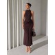 HALTER NECK DRAPED DRESS 190440