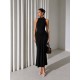 HALTER NECK DRAPED DRESS 190442