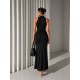 HALTER NECK DRAPED DRESS 190442