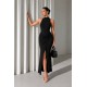 HALTER NECK DRAPED DRESS 190442