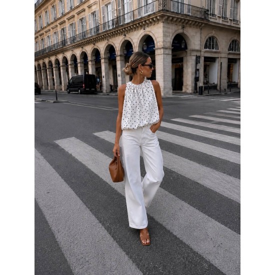 POLKA DOT OPEN BACK BLOUSE 190443