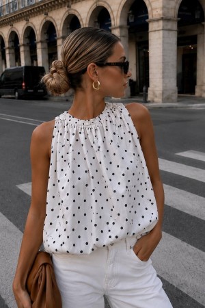 POLKA DOT OPEN BACK BLOUSE 190443