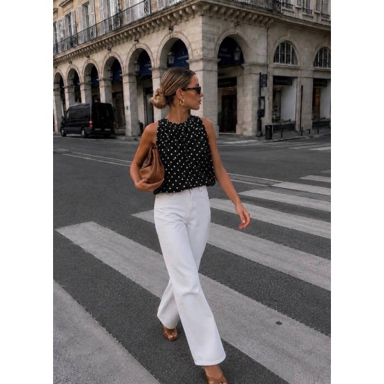 POLKA DOT OPEN BACK BLOUSE 190444