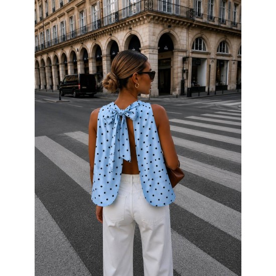 POLKA DOT OPEN BACK BLOUSE 190446