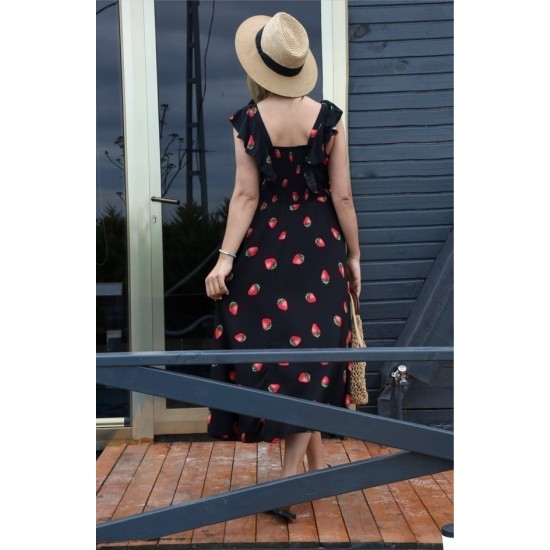 PRINTED WOVEN DRESS WITH RUFFLED SLEEVES 189001