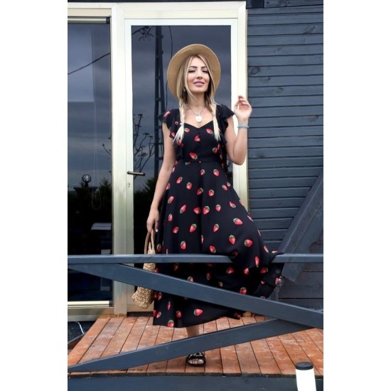 PRINTED WOVEN DRESS WITH RUFFLED SLEEVES 189001