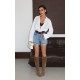 LASER DISTRESSED DENIM SHORTS 190500