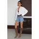 LASER DISTRESSED DENIM SHORTS 190500