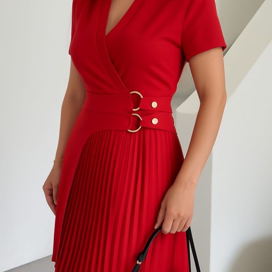 PLEATED STEEL KNIT FABRIC DRESS 189004