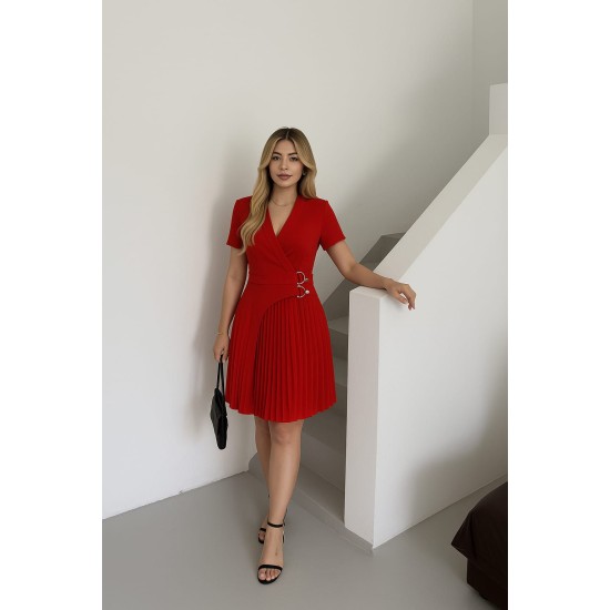 PLEATED STEEL KNIT FABRIC DRESS 189004