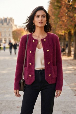SOFT YARN BUTTONED KNITTED CARDIGAN 192204