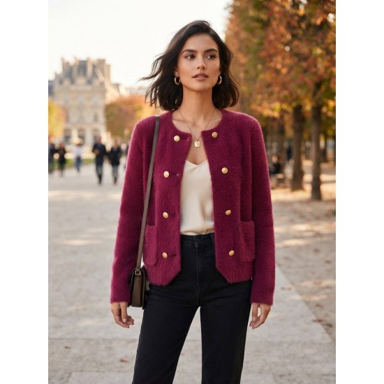 SOFT YARN BUTTONED KNITTED CARDIGAN 192204