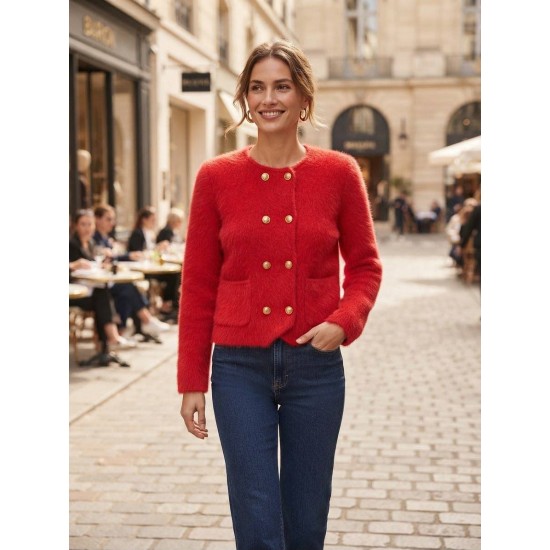 SOFT YARN BUTTONED KNITTED CARDIGAN 192205