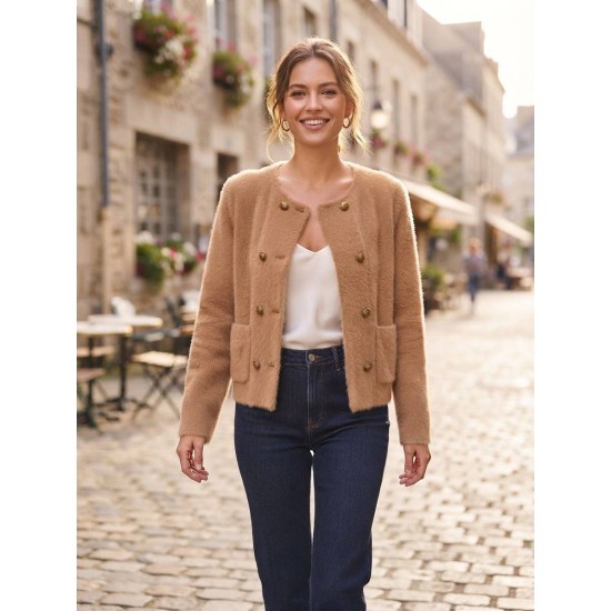 SOFT YARN BUTTONED KNITTED CARDIGAN 192208