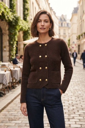 SOFT YARN BUTTONED KNITTED CARDIGAN 192209