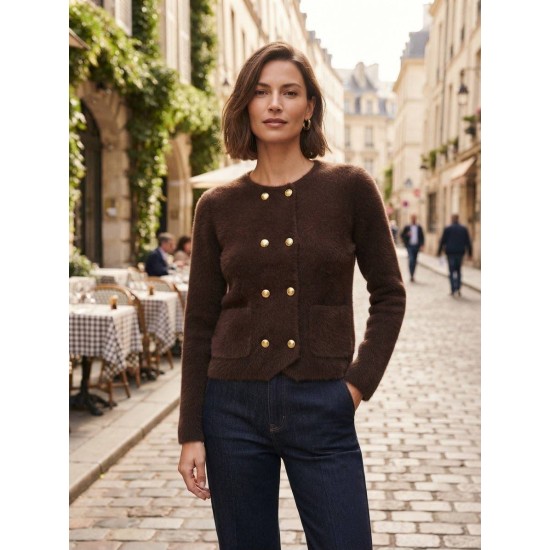 SOFT YARN BUTTONED KNITTED CARDIGAN 192209