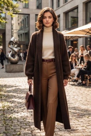 SOFT YARN KNITTED LONG CARDIGAN 192131