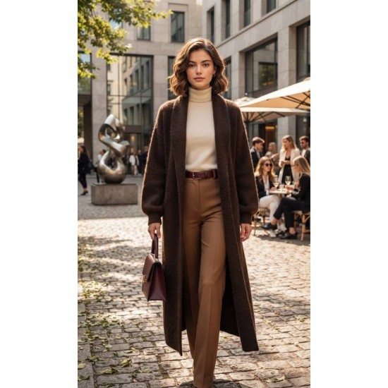 SOFT YARN KNITTED LONG CARDIGAN 192131