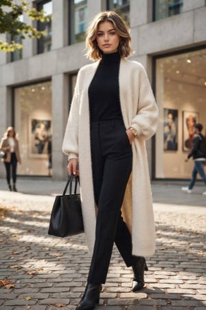 SOFT YARN KNITTED LONG CARDIGAN 192132