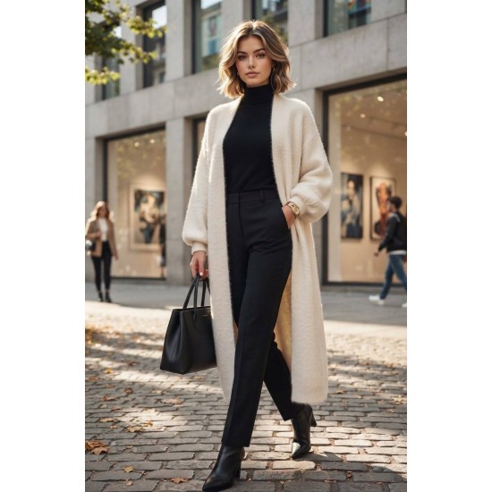 SOFT YARN KNITTED LONG CARDIGAN 192132