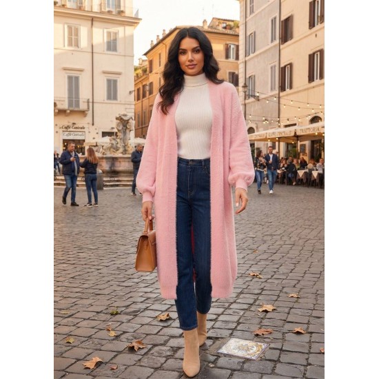 SOFT YARN KNITTED LONG CARDIGAN 192133