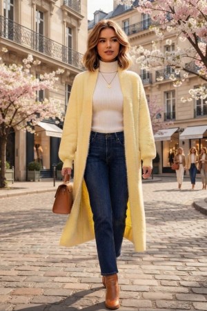 SOFT YARN KNITTED LONG CARDIGAN 192134