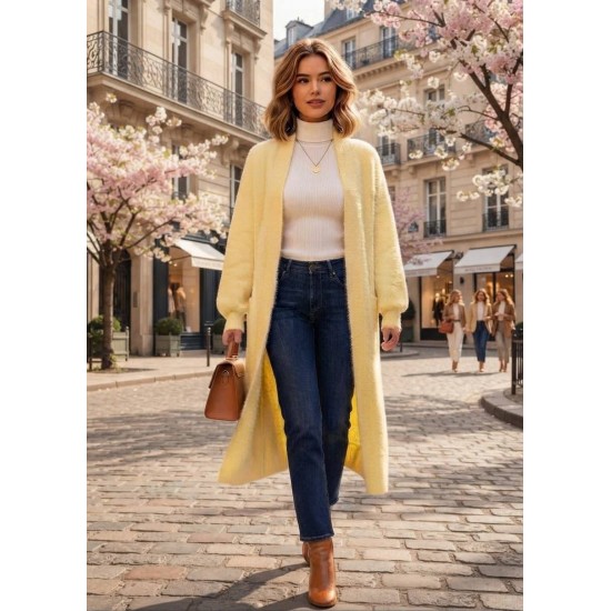 SOFT YARN KNITTED LONG CARDIGAN 192134