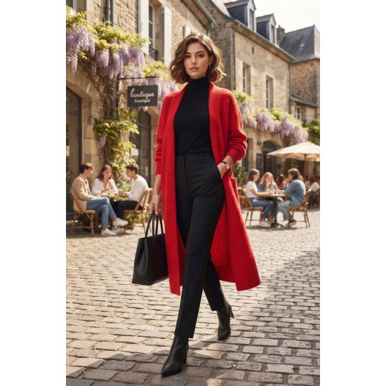 SOFT YARN KNITTED LONG CARDIGAN 192135