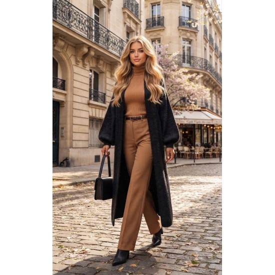 SOFT YARN KNITTED LONG CARDIGAN 192136