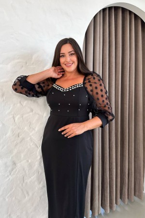 SİYAH ELBİSE SCUBA KREP KUMAŞ