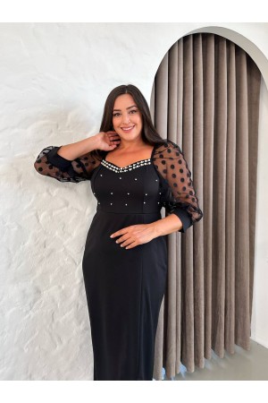 SİYAH ELBİSE SCUBA KREP KUMAŞ