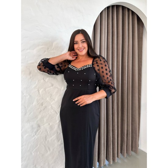 SİYAH ELBİSE SCUBA KREP KUMAŞ