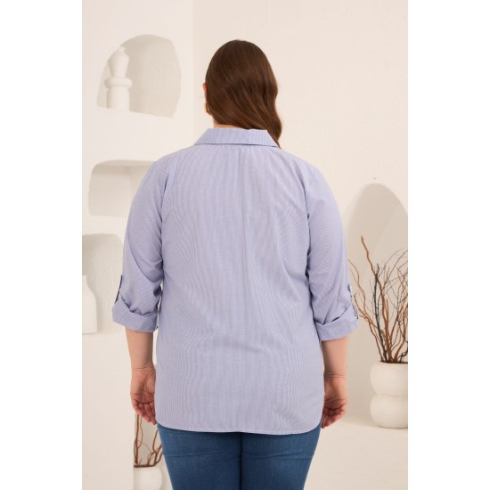 ÇİZGİLİ POPLİN KUMAŞ GÖMLEK 186067