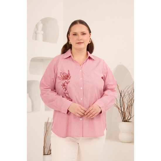 ÇİZGİLİ POPLİN KUMAŞ GÖMLEK 186066