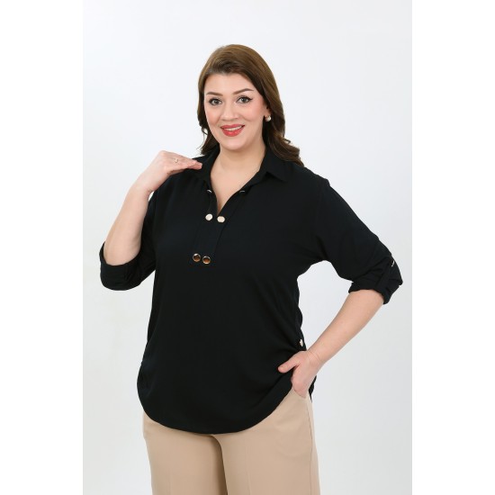 SİYAH BLUZ PAMUKLU VİSKON KUMAŞ 185896