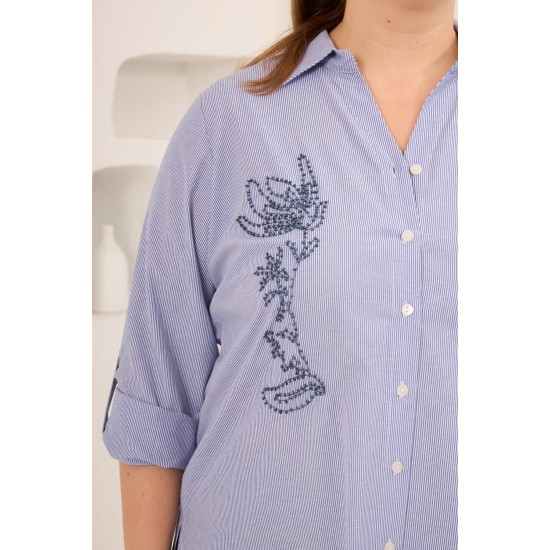 ÇİZGİLİ POPLİN KUMAŞ GÖMLEK 186067