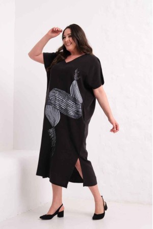 SİYAH ELBİSE MODAL KUMAŞ 185863