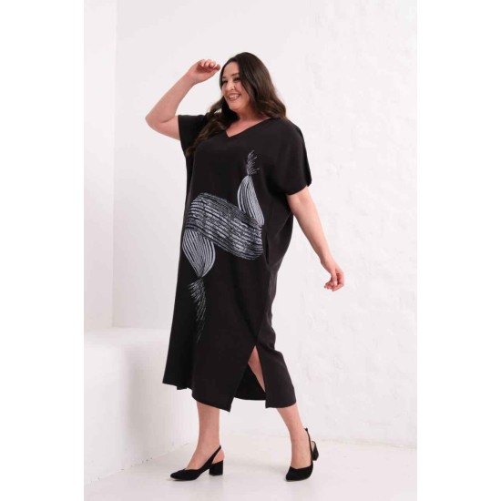 SİYAH ELBİSE MODAL KUMAŞ 185863