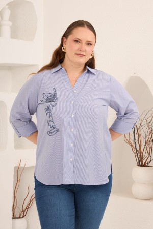 ÇİZGİLİ POPLİN KUMAŞ GÖMLEK 186067