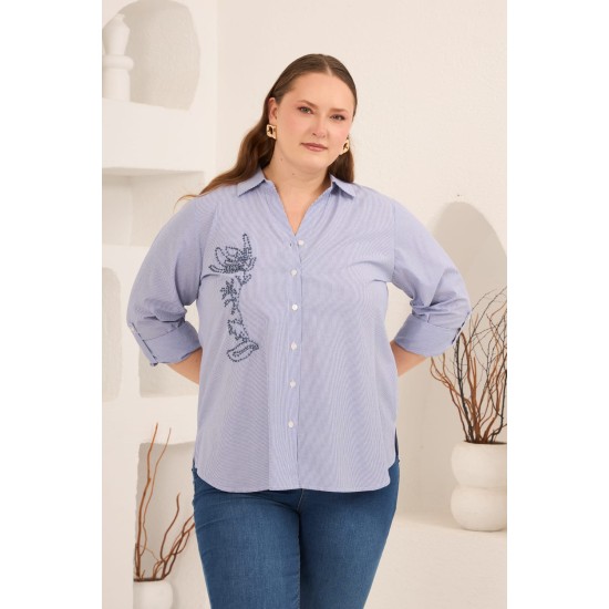 ÇİZGİLİ POPLİN KUMAŞ GÖMLEK 186067