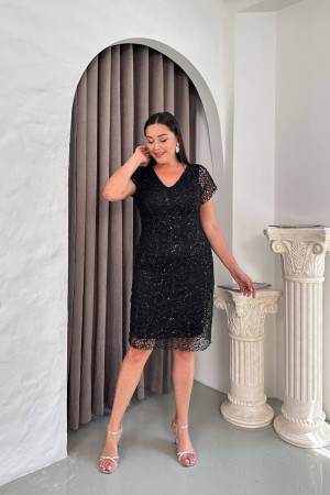 SİYAH ELBİSE PAYET KUMAŞ 185638