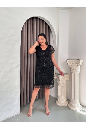 SİYAH ELBİSE PAYET KUMAŞ 185638