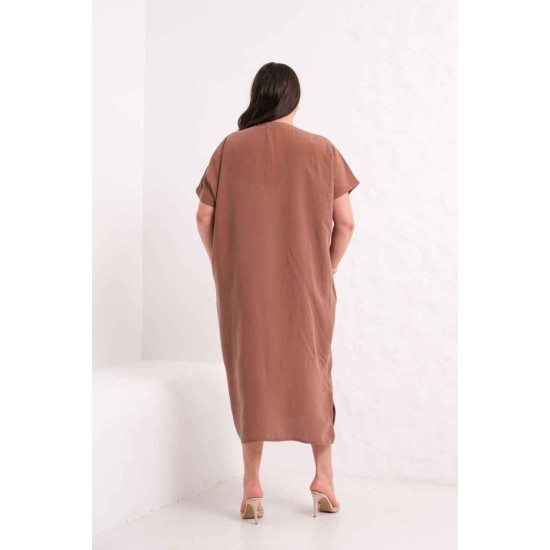 KAHVE ELBİSE MODAL KUMAŞ 185865