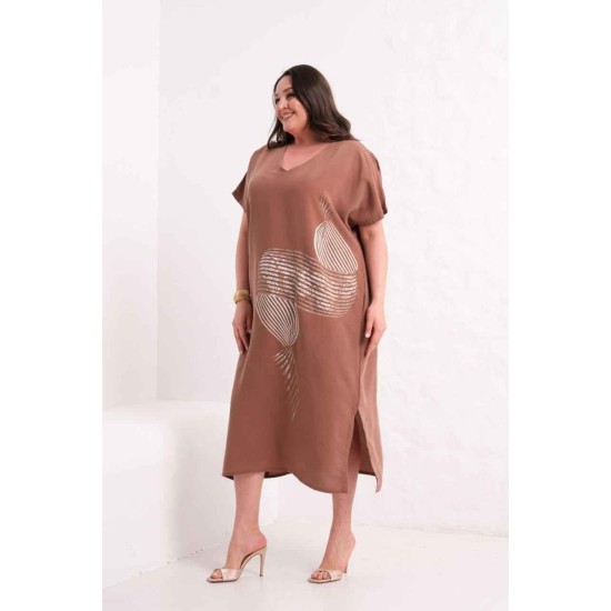 KAHVE ELBİSE MODAL KUMAŞ 185865