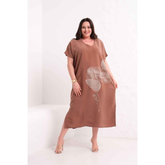 KAHVE ELBİSE MODAL KUMAŞ 185865